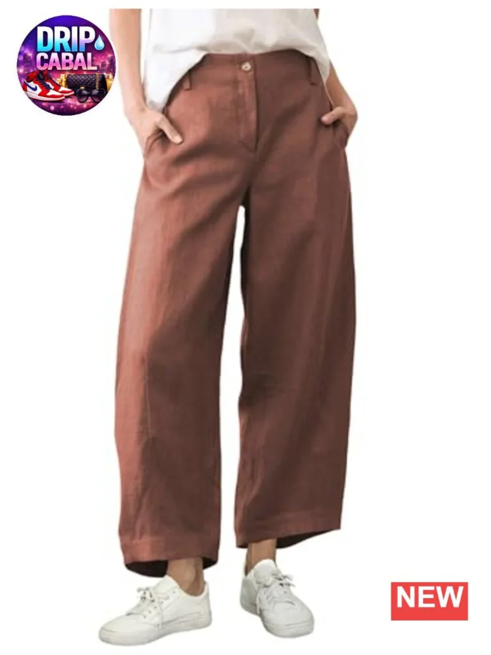 Women's Linen Capri Wide Leg Palazzo Pants High Rise Ankle Length